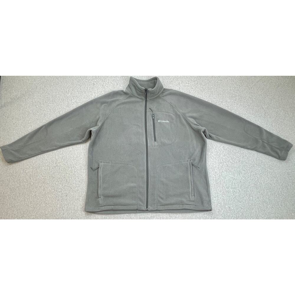 Columbia Jacket Mens XXL Gray Fleece Long Sleeve Outdoor Full Zip Mock Neck
